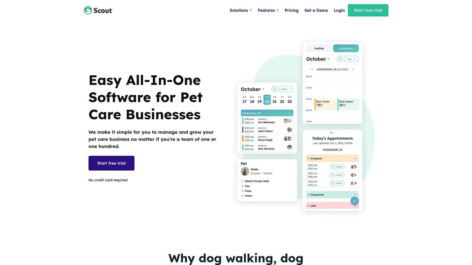 Scout dog walking software mobile app