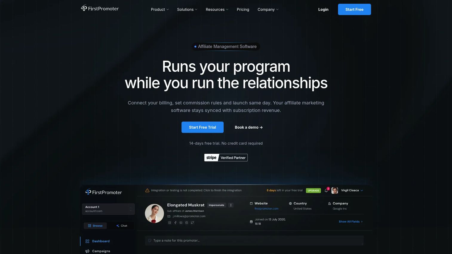 FirstPromoter referral and affiliate program software for SaaS