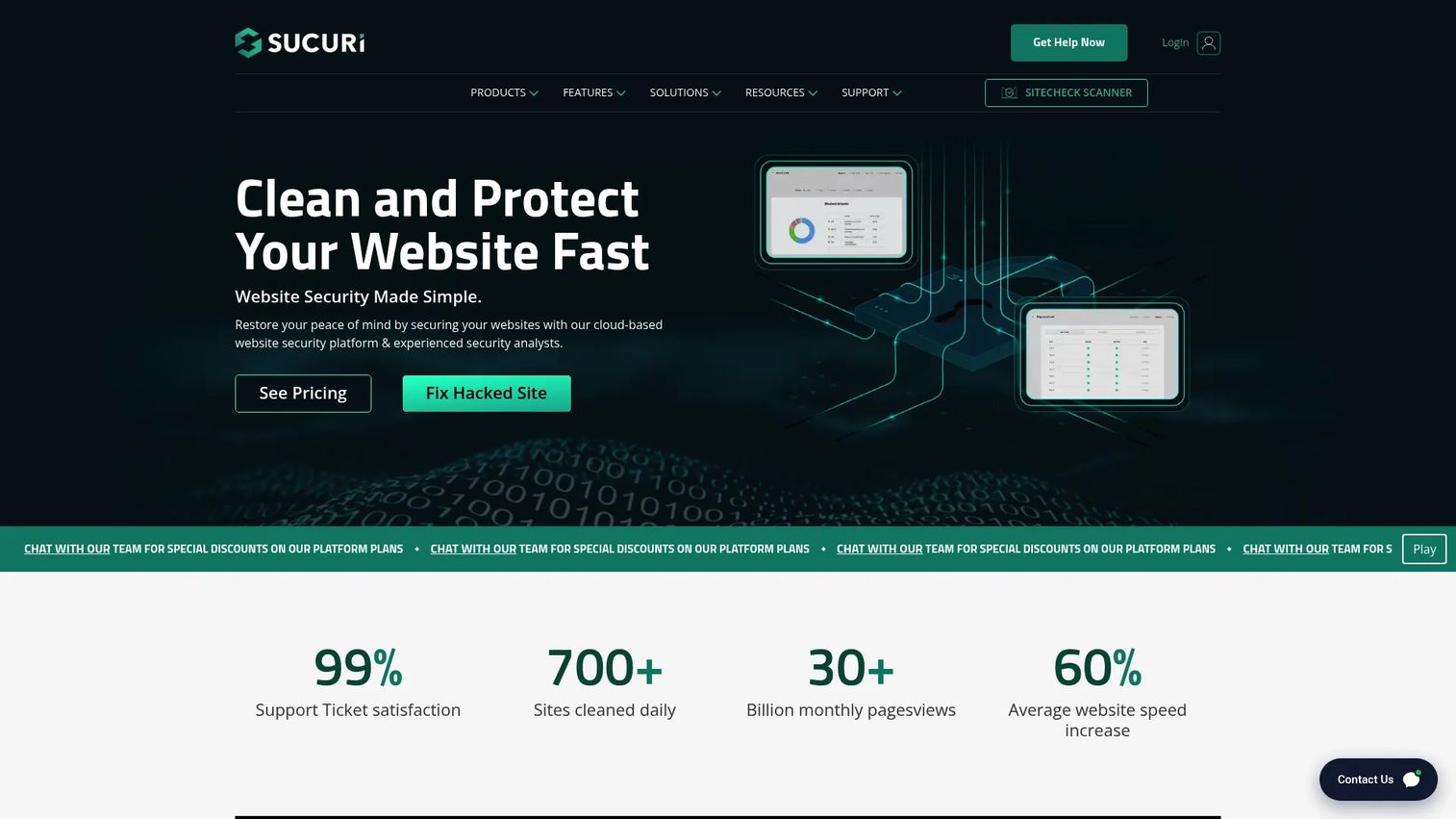 Sucuri website security monitoring dashboard