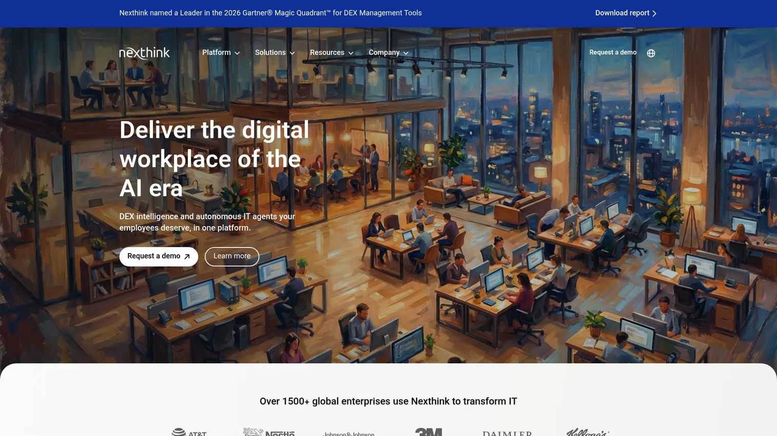 Nexthink Infinity digital employee experience software dashboard