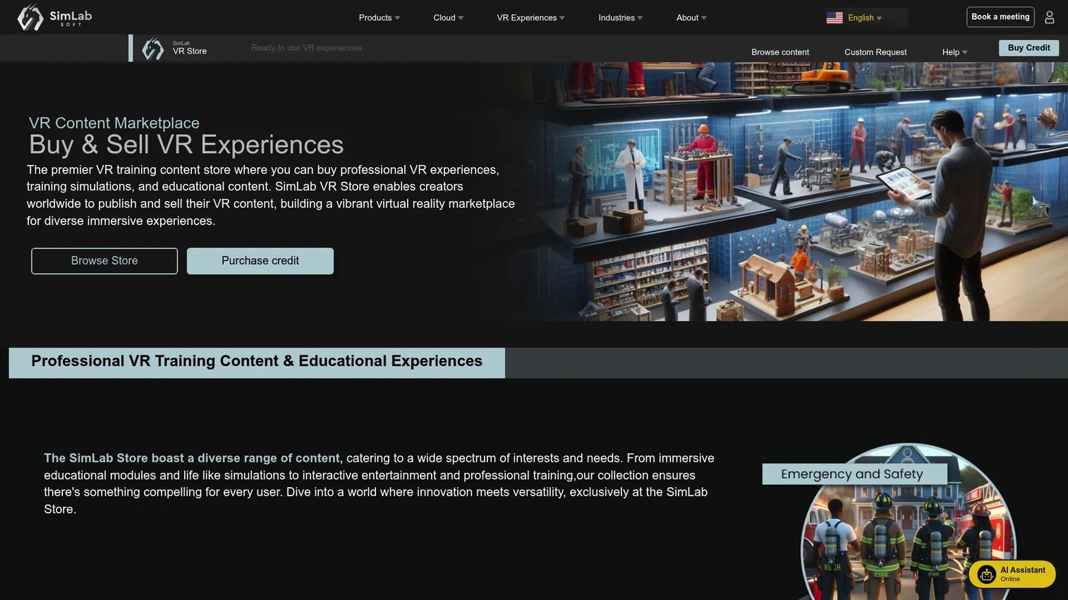 SimLab VR Store professional VR content marketplace