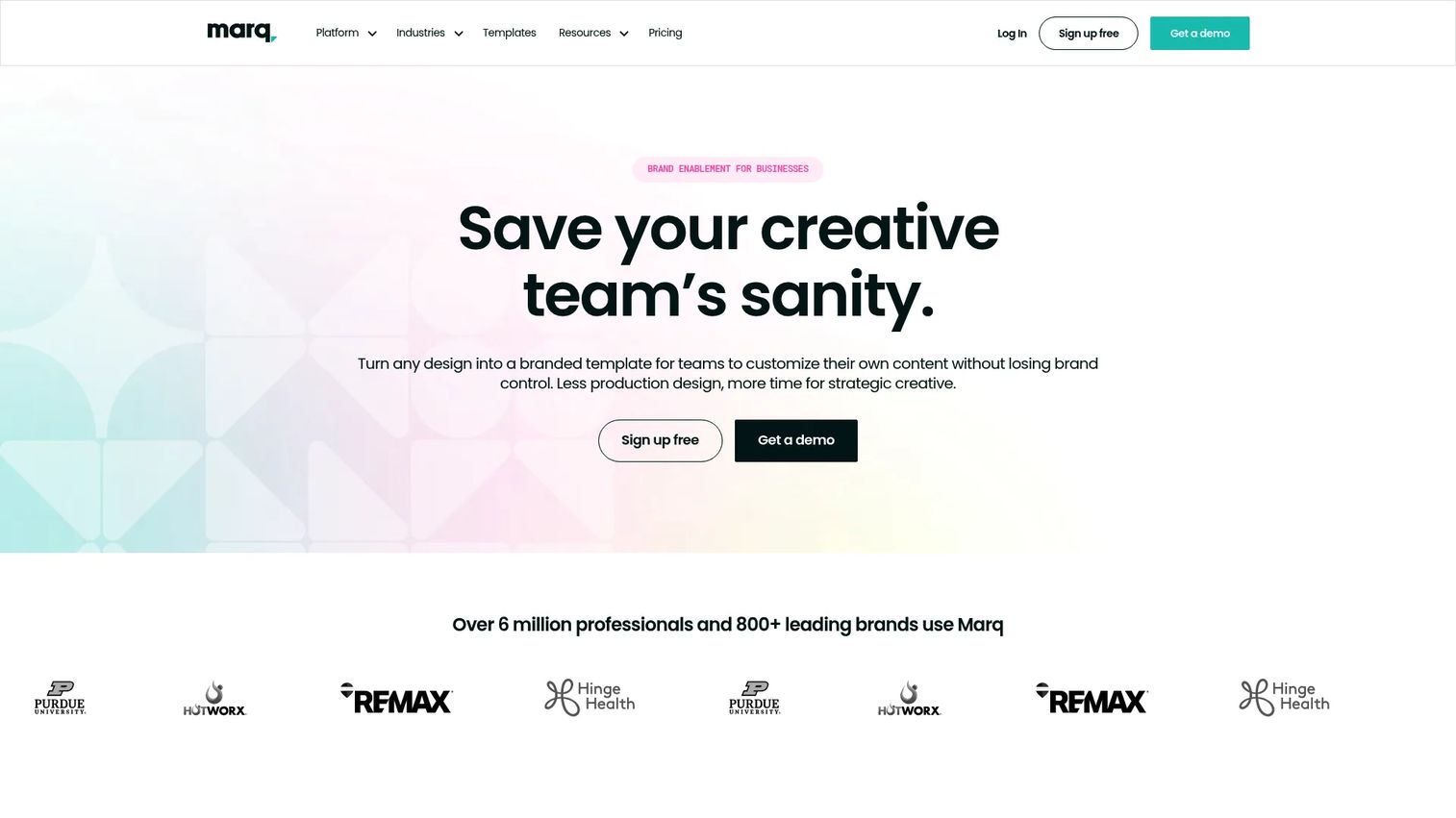 Marq brand template design software interface