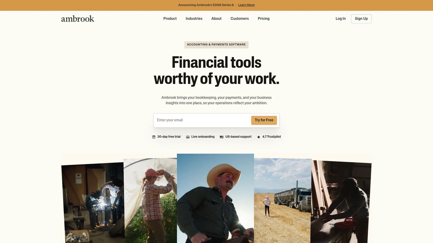 Ambrook farm financial management software dashboard.