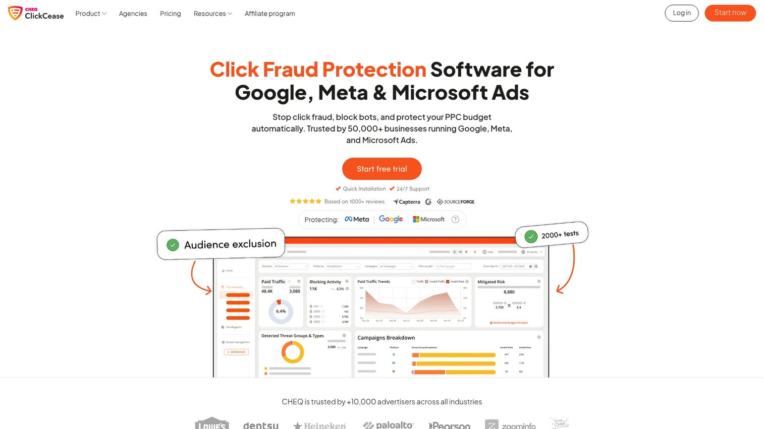 ClickCease click fraud monitoring dashboard