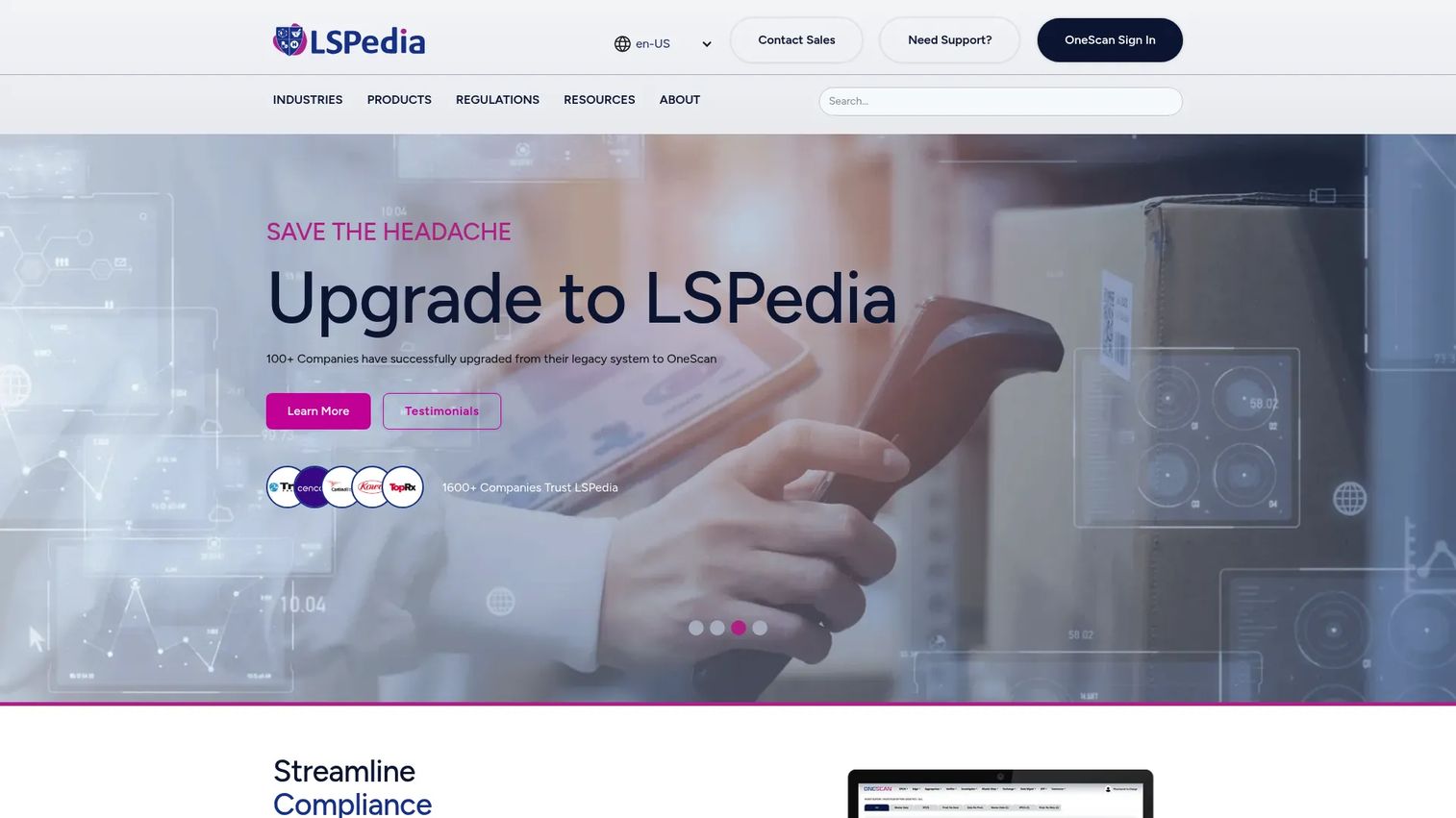 LSPedia pharmaceutical traceability and DSCSA data management dashboard