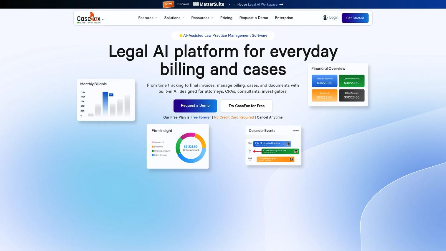 CaseFox legal billing interface showing time entries and invoices