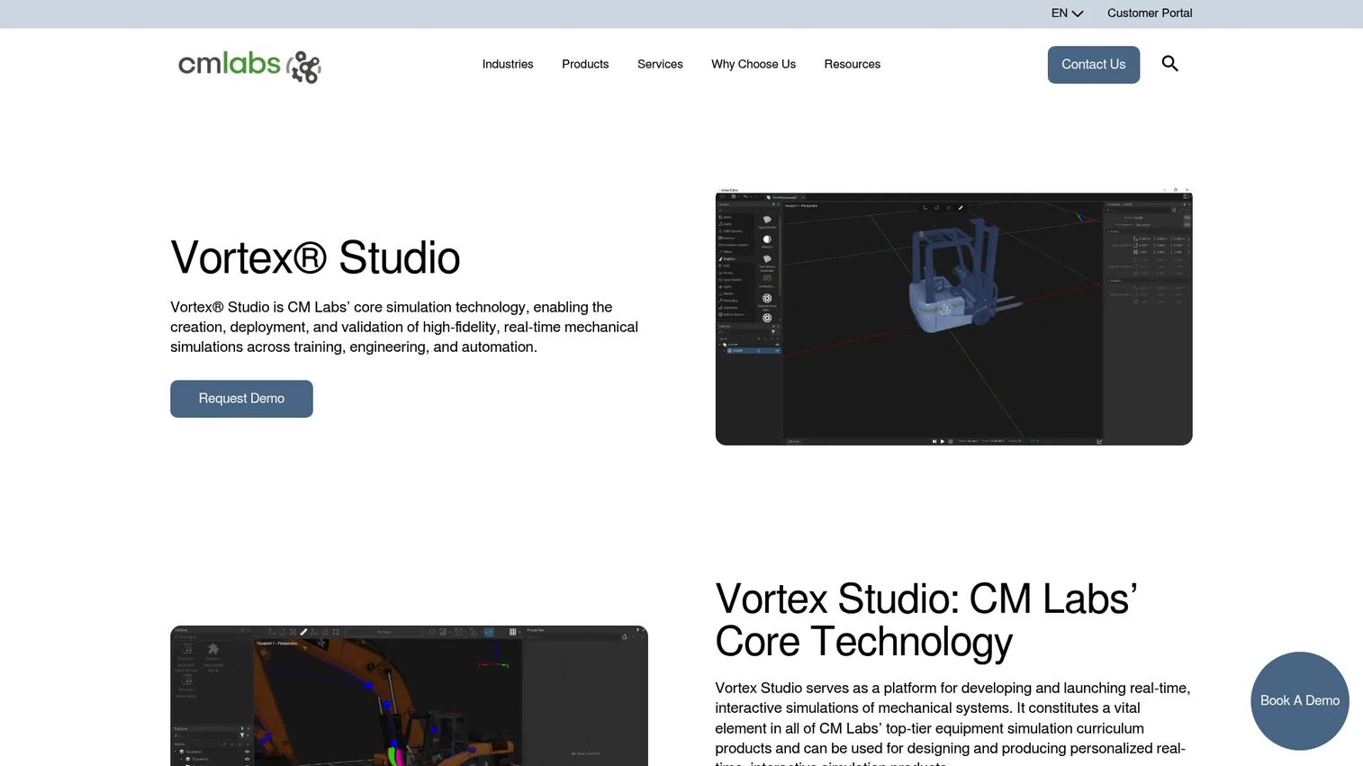 Vortex Studio homepage screenshot