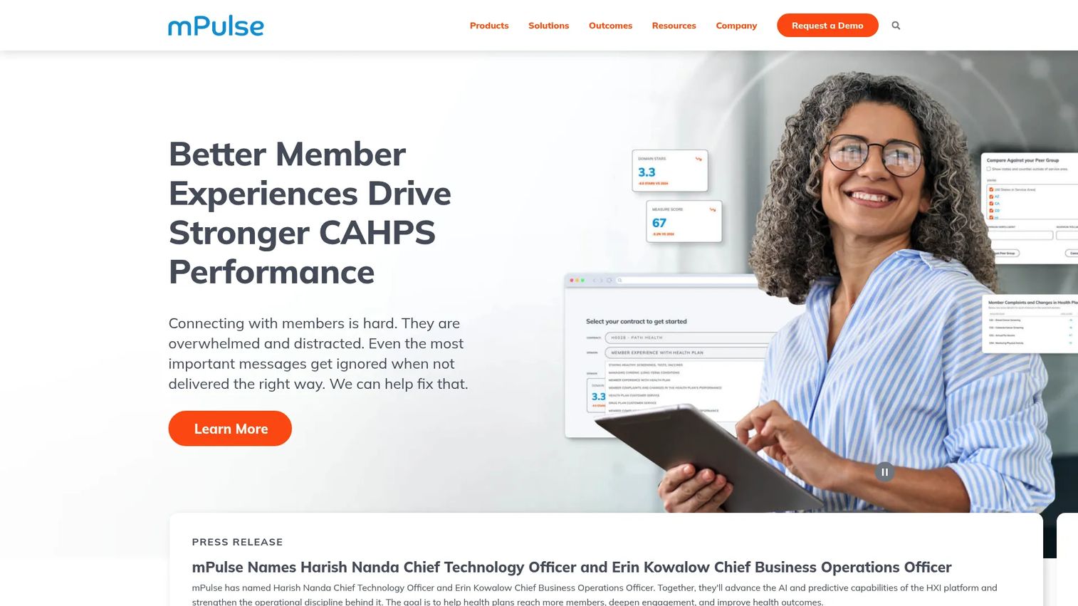 mPulse Mobile homepage screenshot