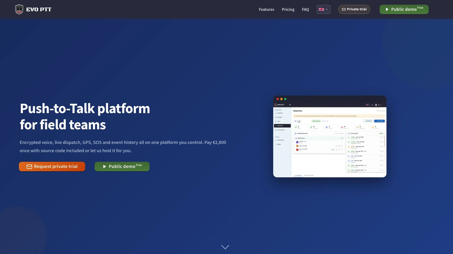 EVO PTT push to talk software