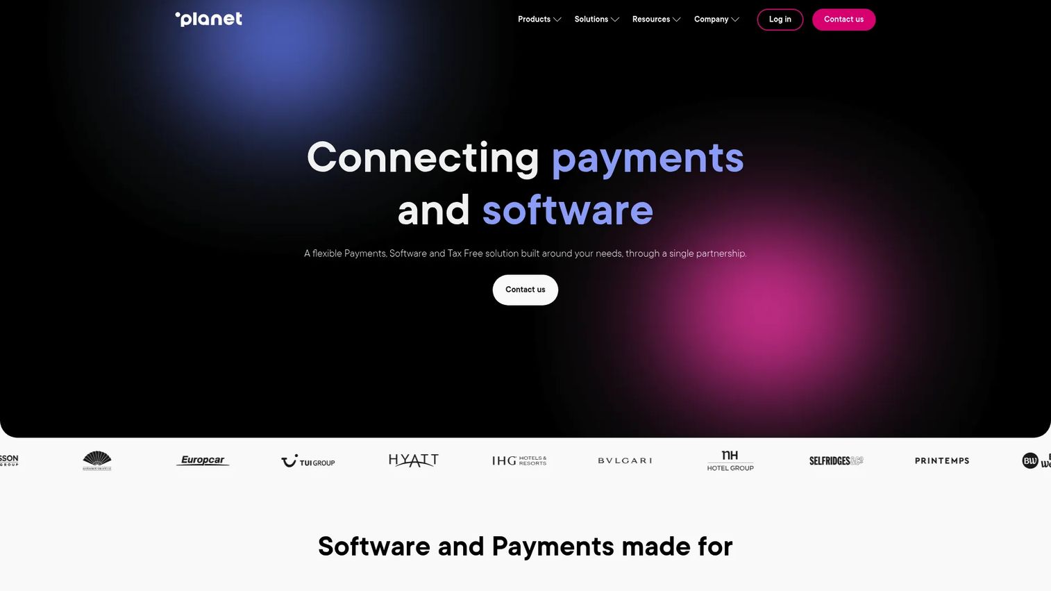 Planet Distributed Order Management homepage screenshot