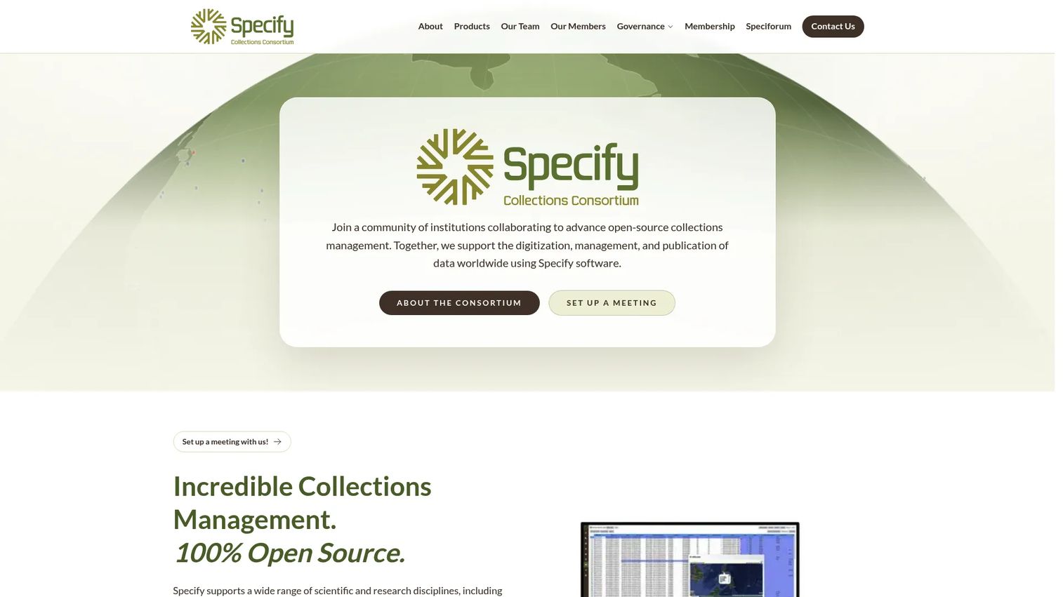 Specify collections management software for natural history specimens