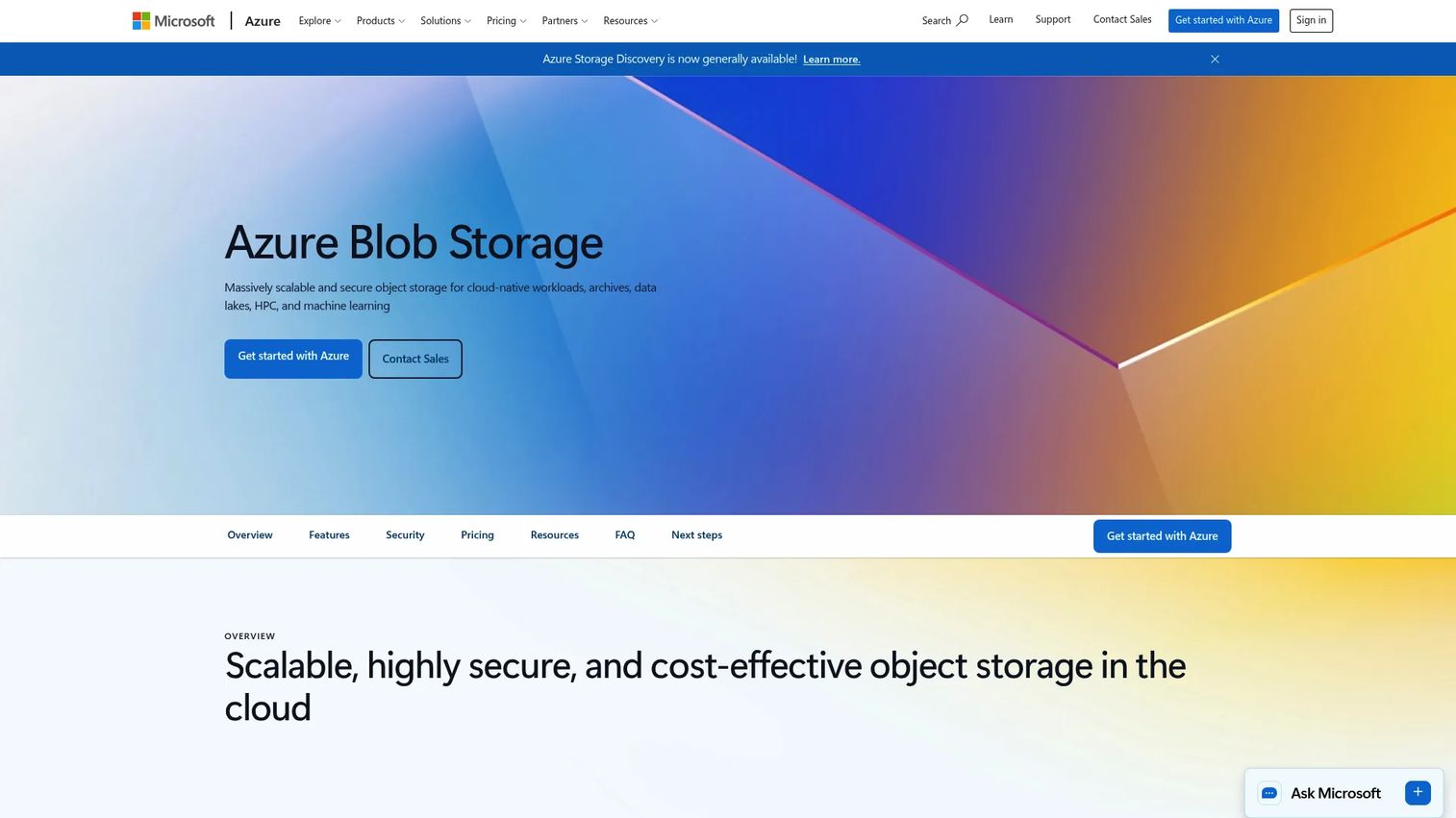 Azure Blob Storage containers for enterprise object storage