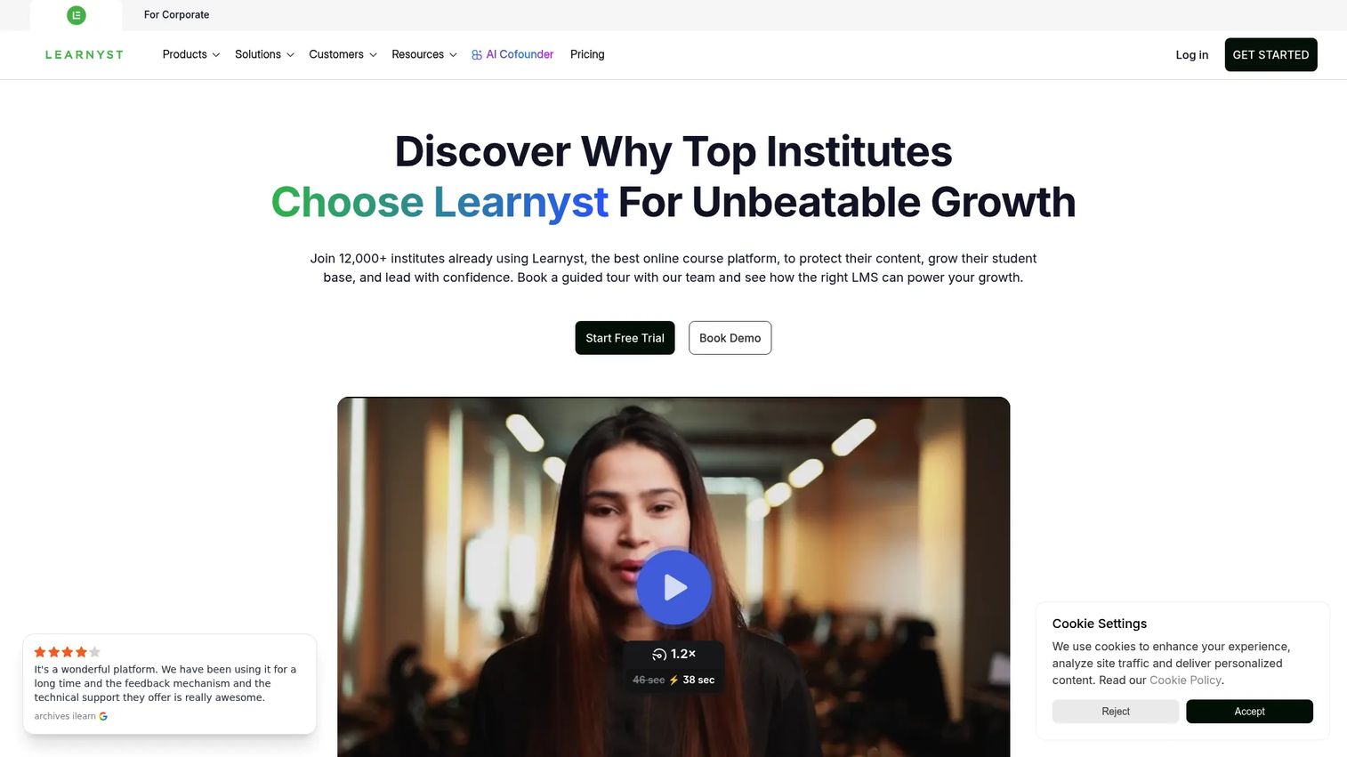 Learnyst homepage screenshot