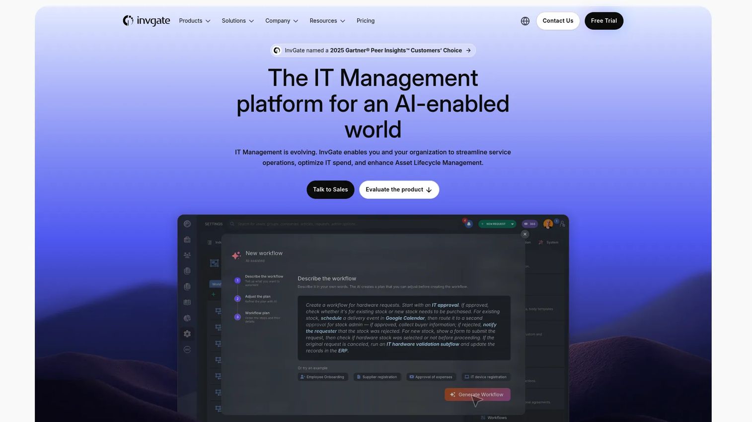 InvGate Asset Management software asset management dashboard.