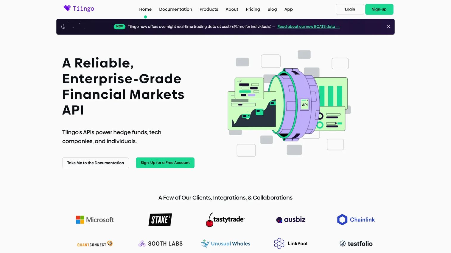 Tiingo financial data API documentation
