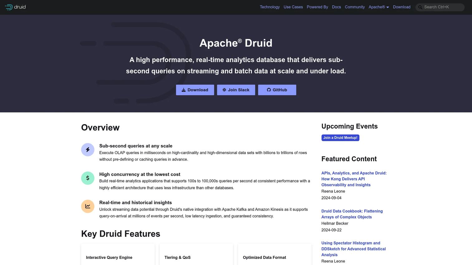 Apache Druid real-time OLAP dashboard architecture