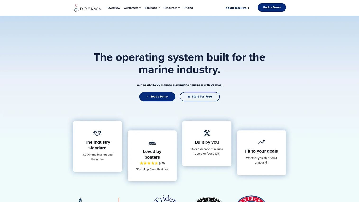 Dockwa marina reservation software showing transient booking and customer contract workflows.