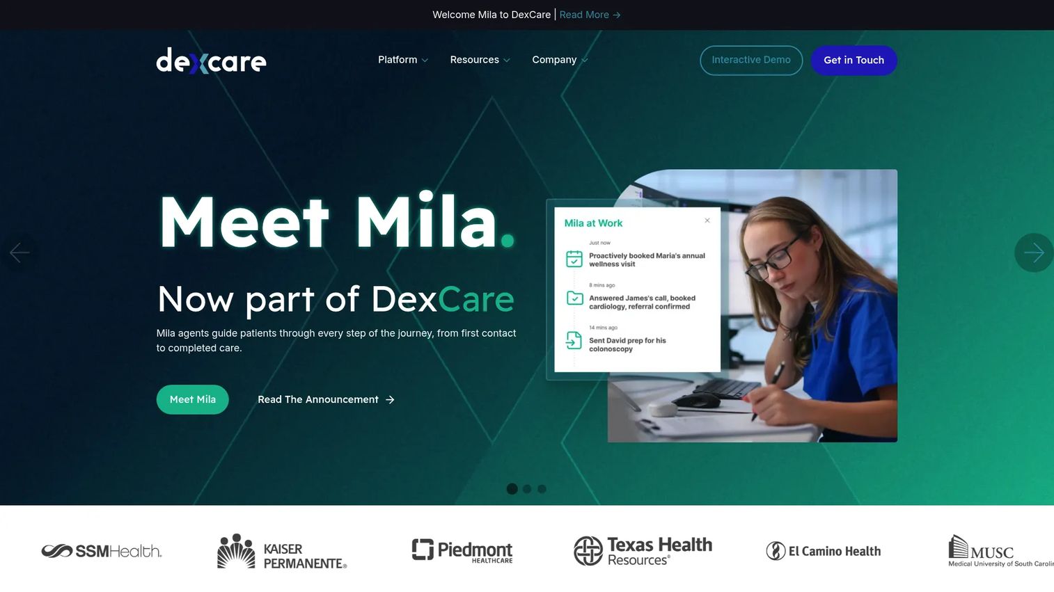 DexCare PDM+ homepage screenshot