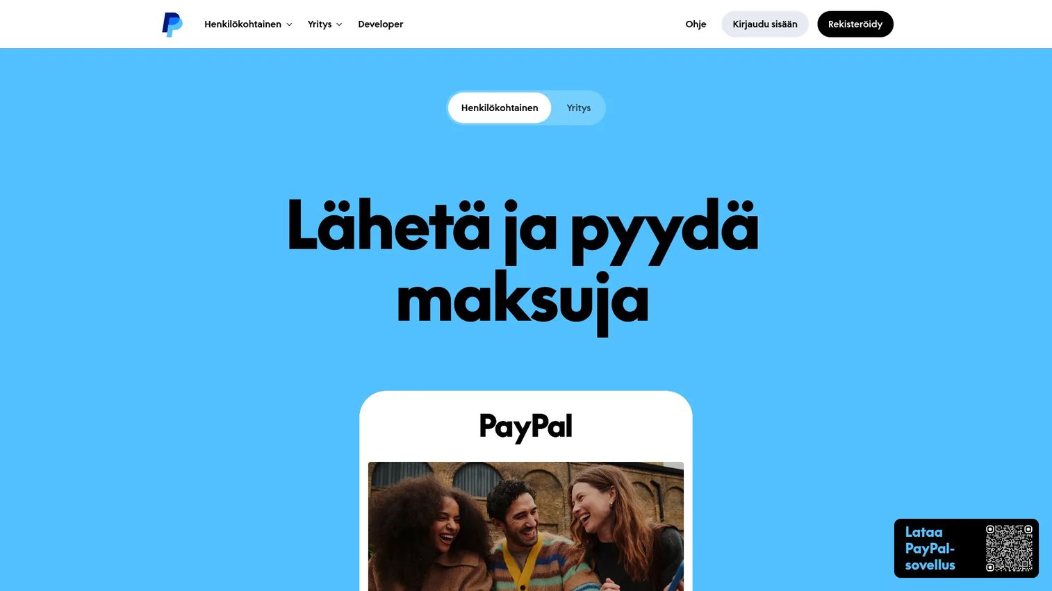 PayPal global payment platform homepage