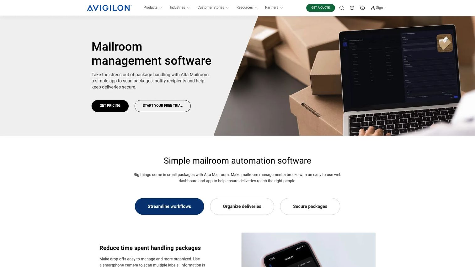 Avigilon Alta Mailroom package tracking linked to facility access and video systems.