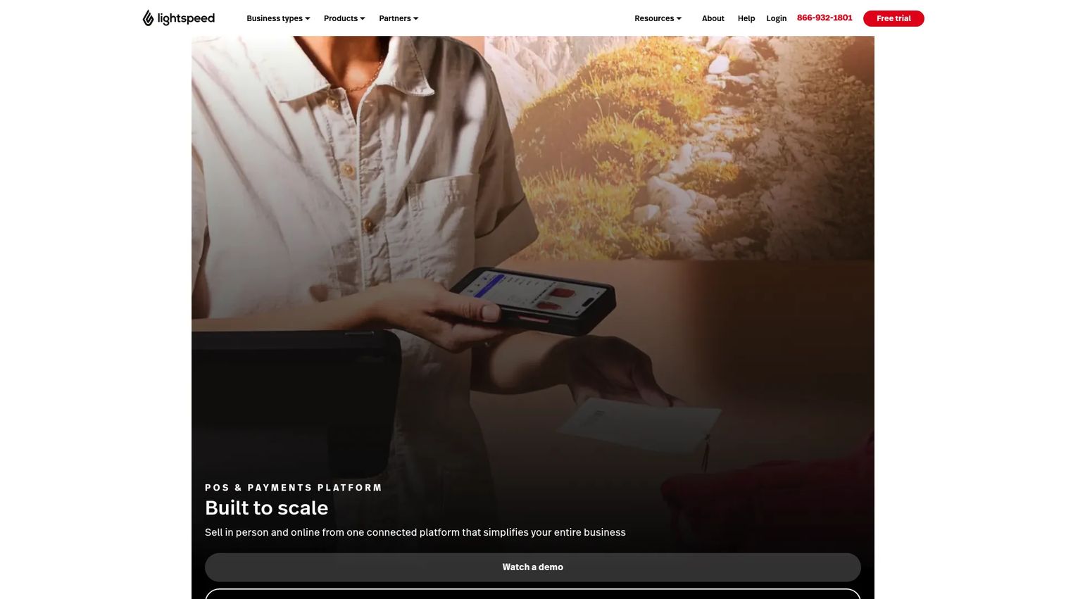 Lightspeed homepage screenshot
