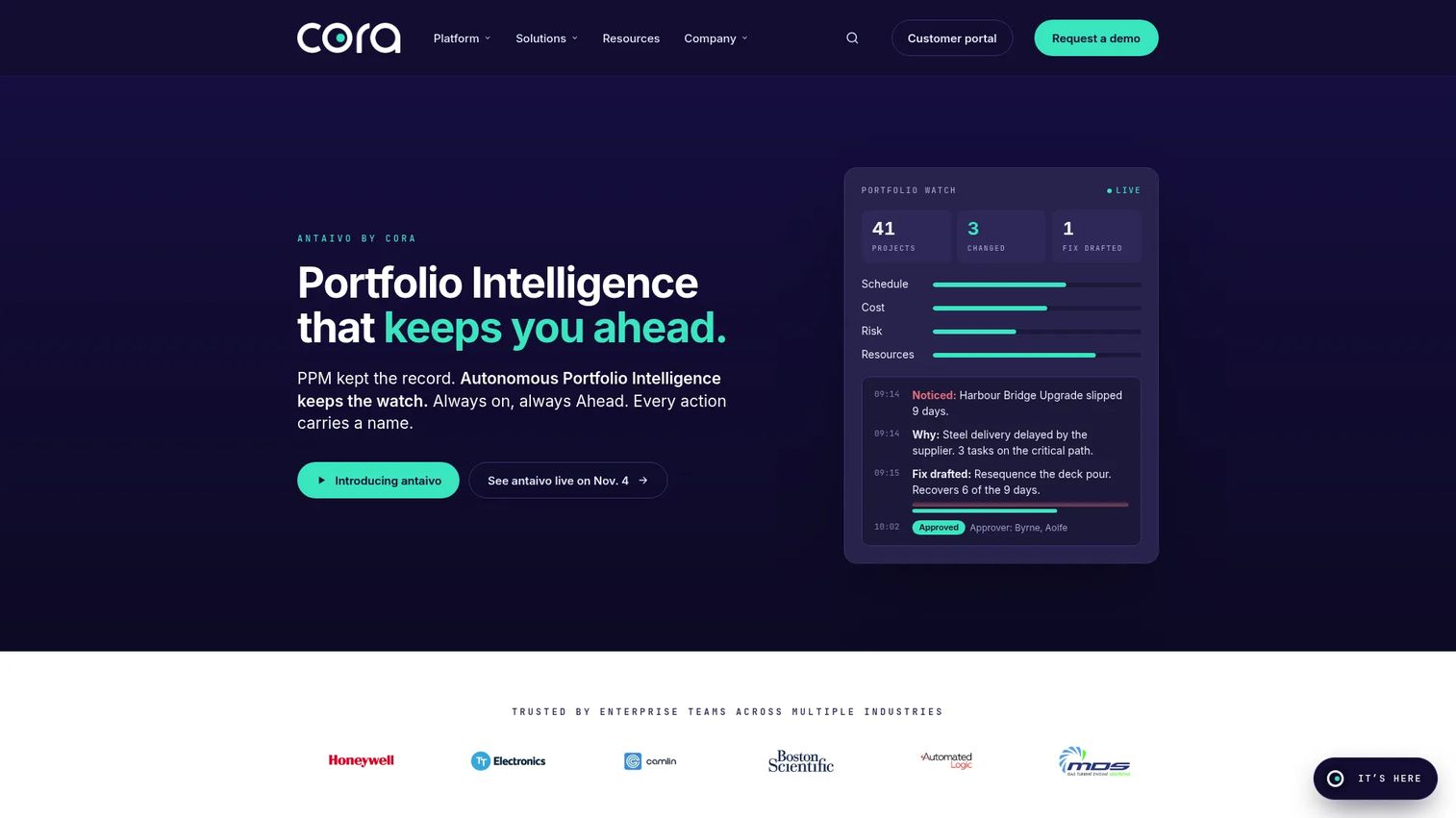 antaivo energy project management software interface