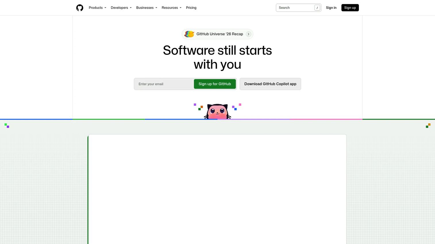 GitHub homepage screenshot