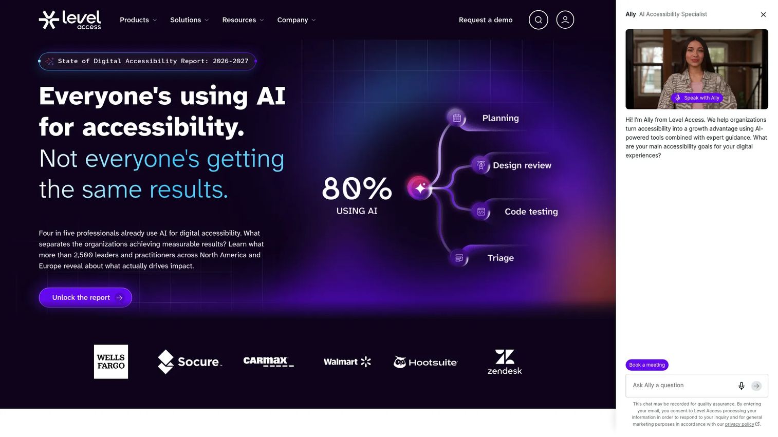Level Access platform dashboard for managing digital accessibility programs