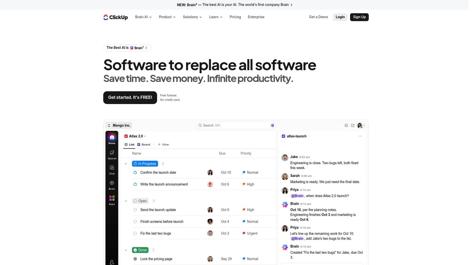 ClickUp goals and executive dashboard for strategic planning
