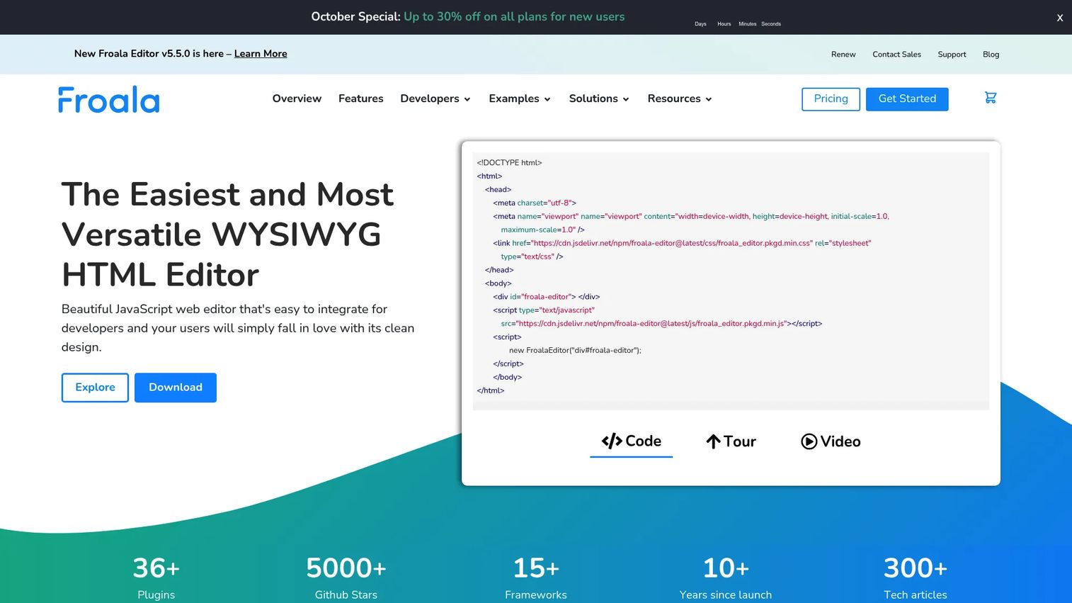 Froala Editor homepage screenshot