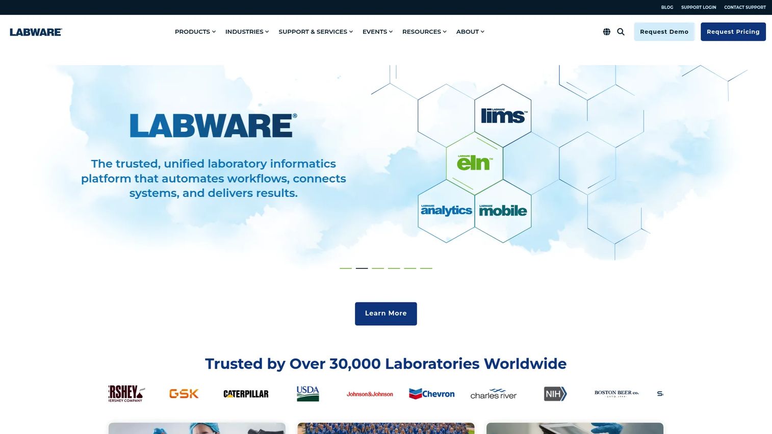LabWare LIMS platform showing configurable laboratory workflows and enterprise data controls