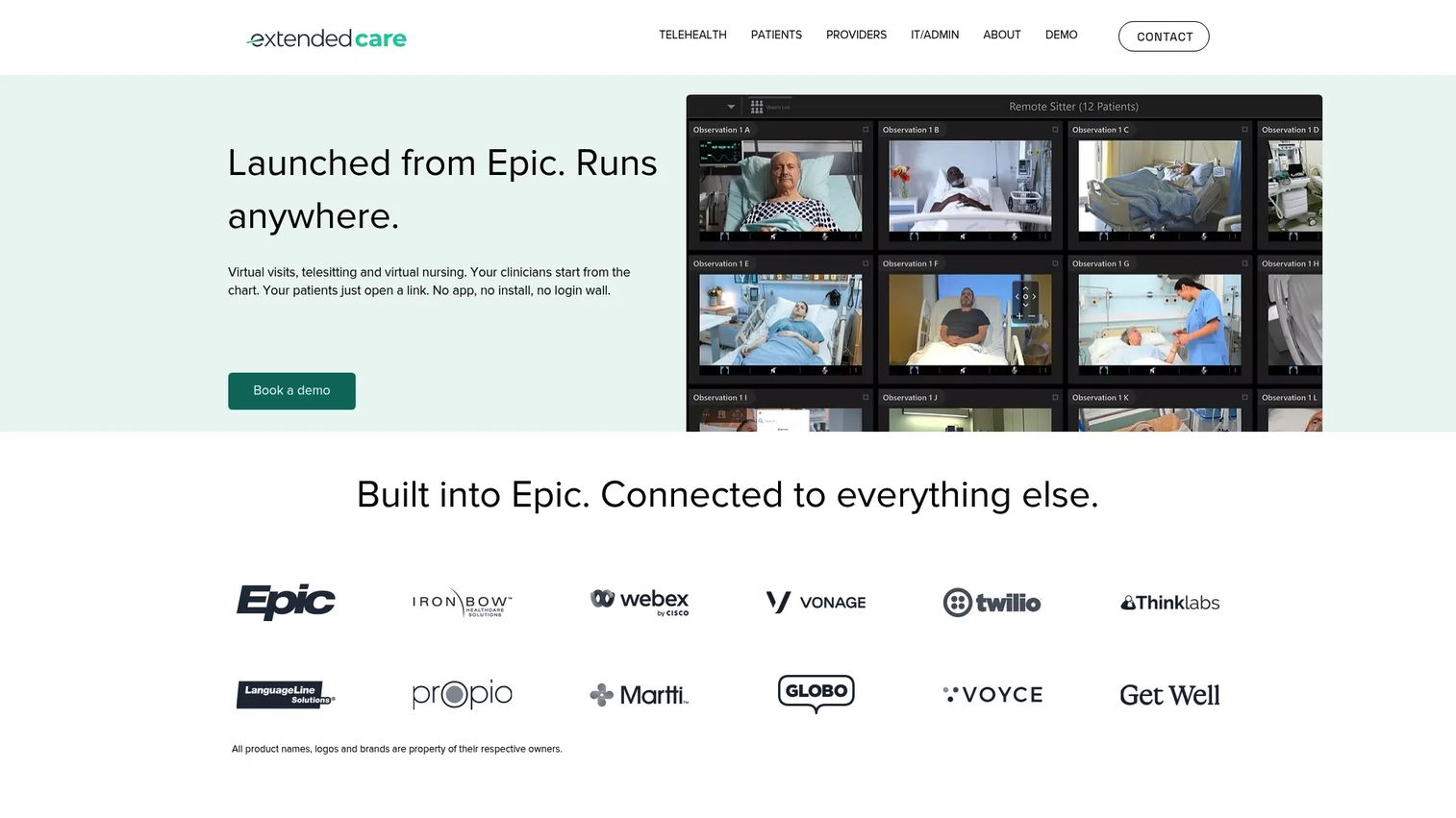 ExtendedCare Bedside homepage screenshot