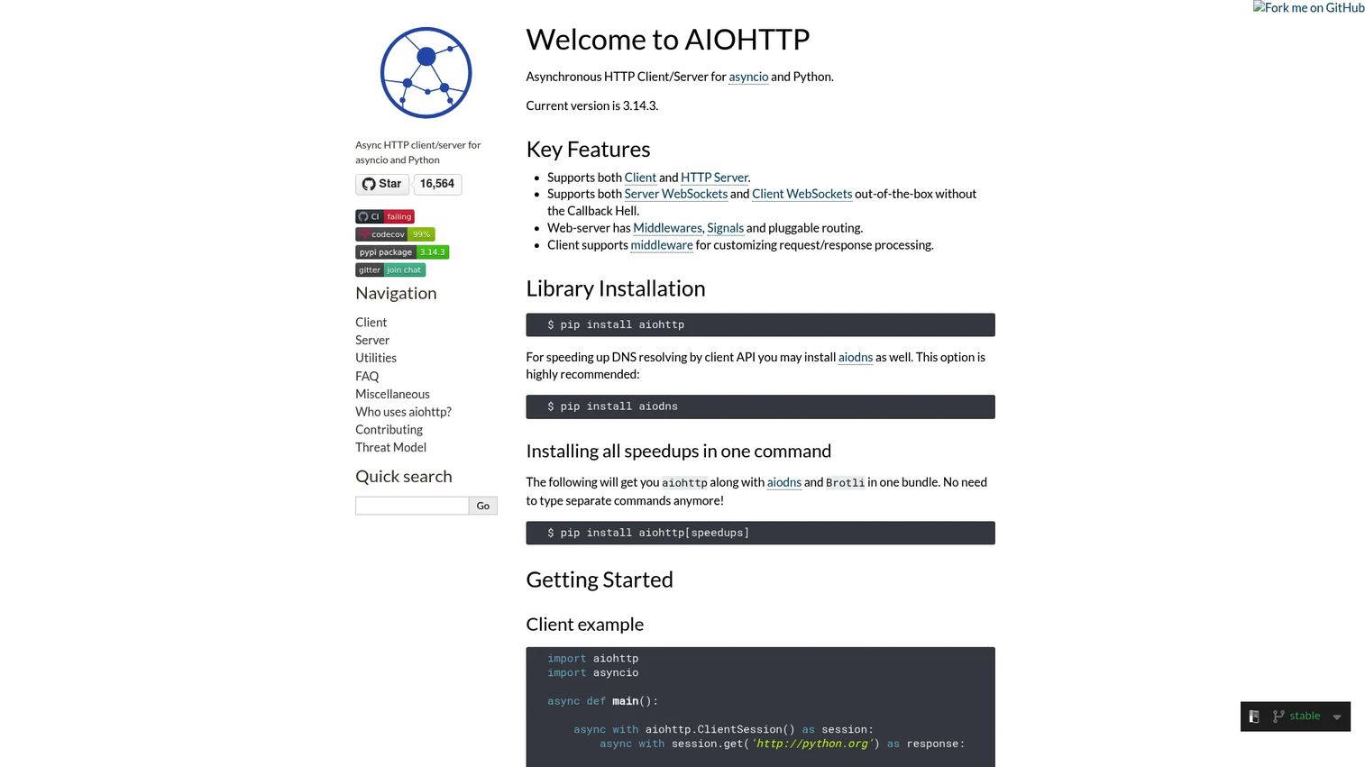 aiohttp asynchronous HTTP client and server example.