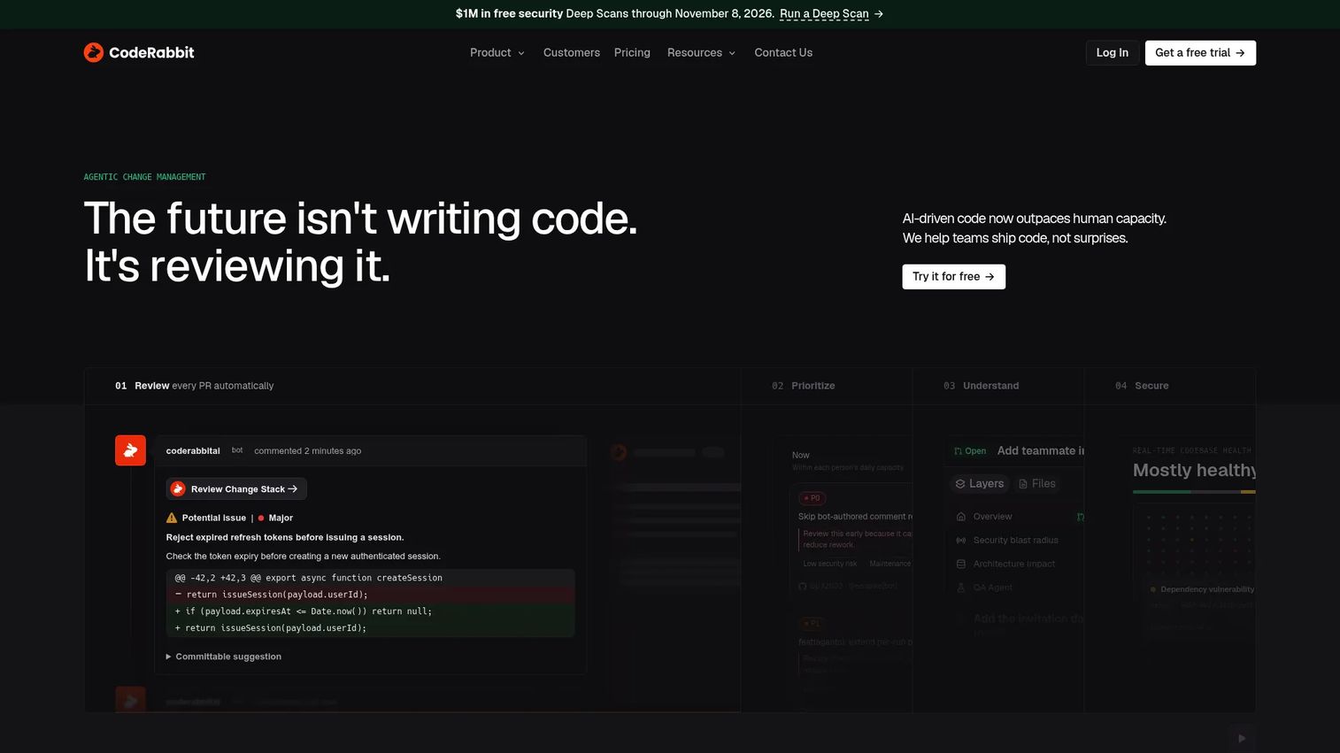 CodeRabbit homepage screenshot