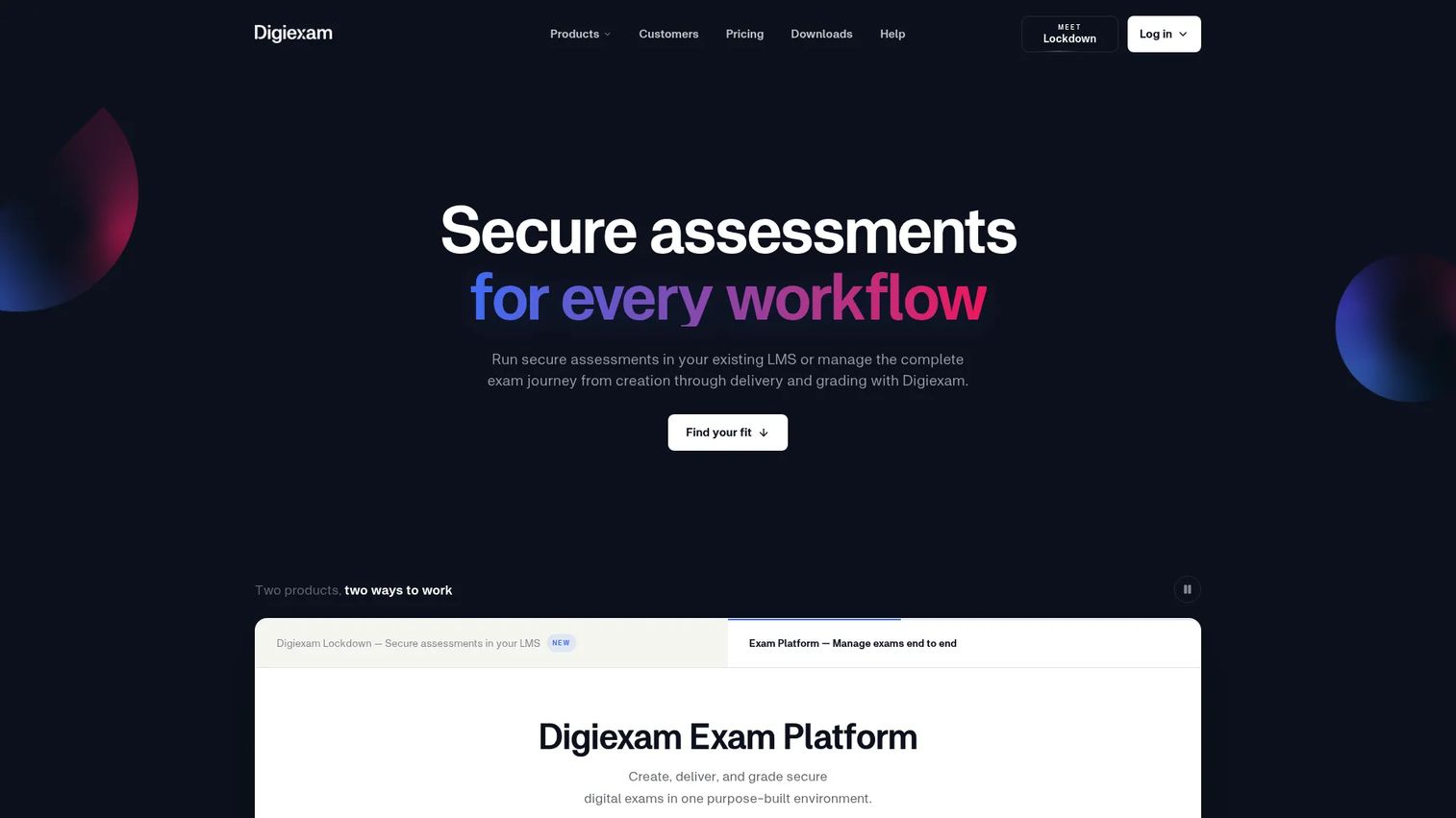 Digiexam homepage screenshot
