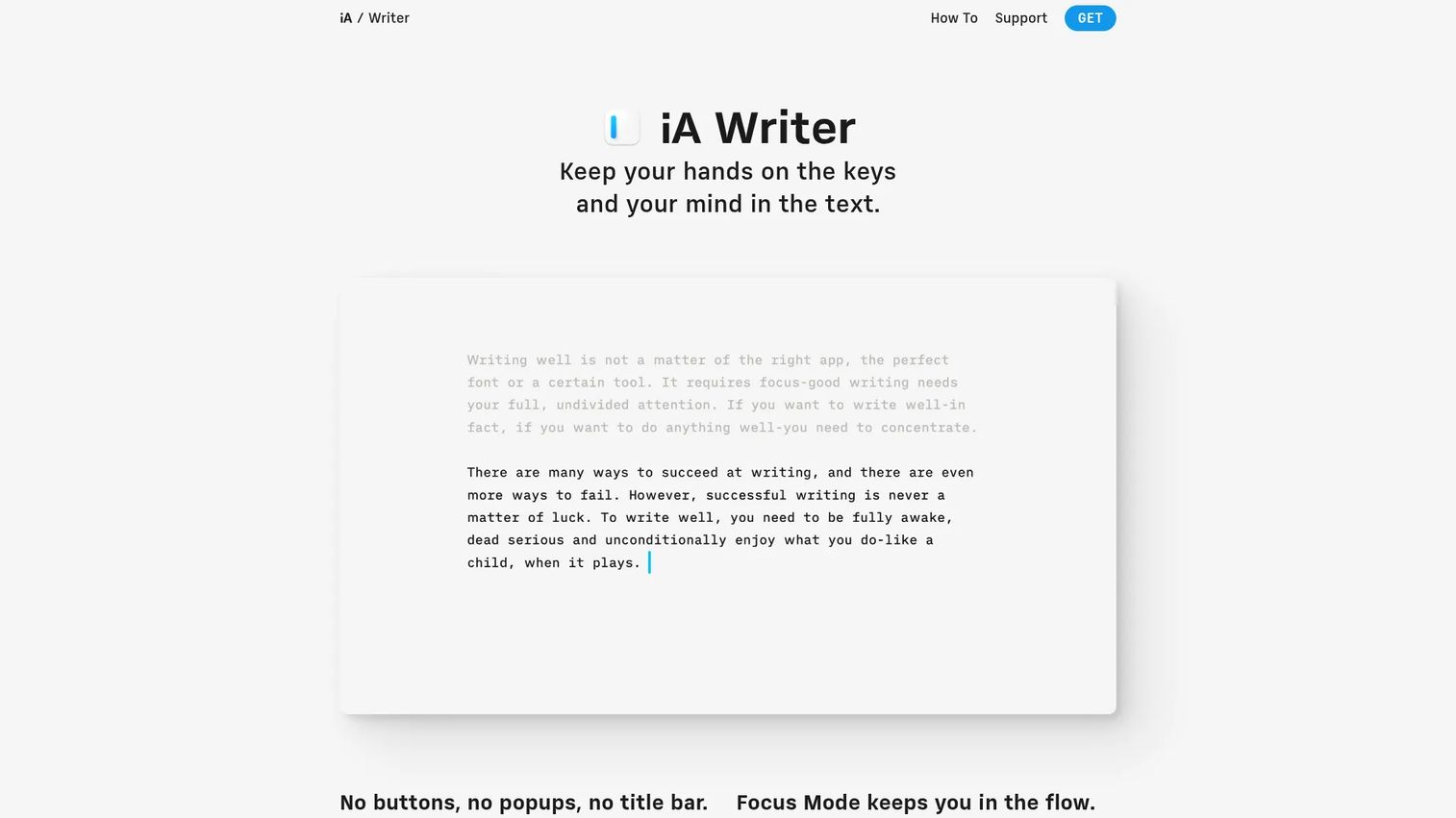 iA Writer Markdown editor with focused writing mode