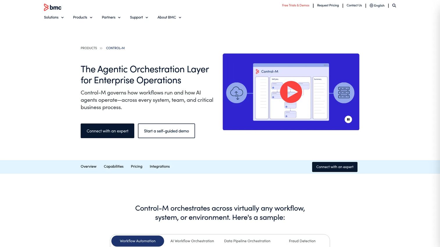 Control-M enterprise workload orchestration console