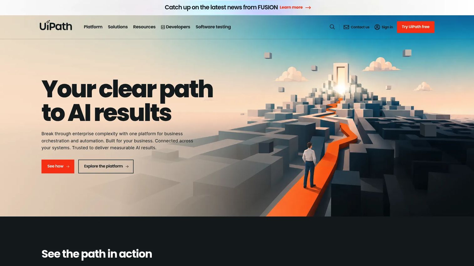 UiPath enterprise automation platform homepage