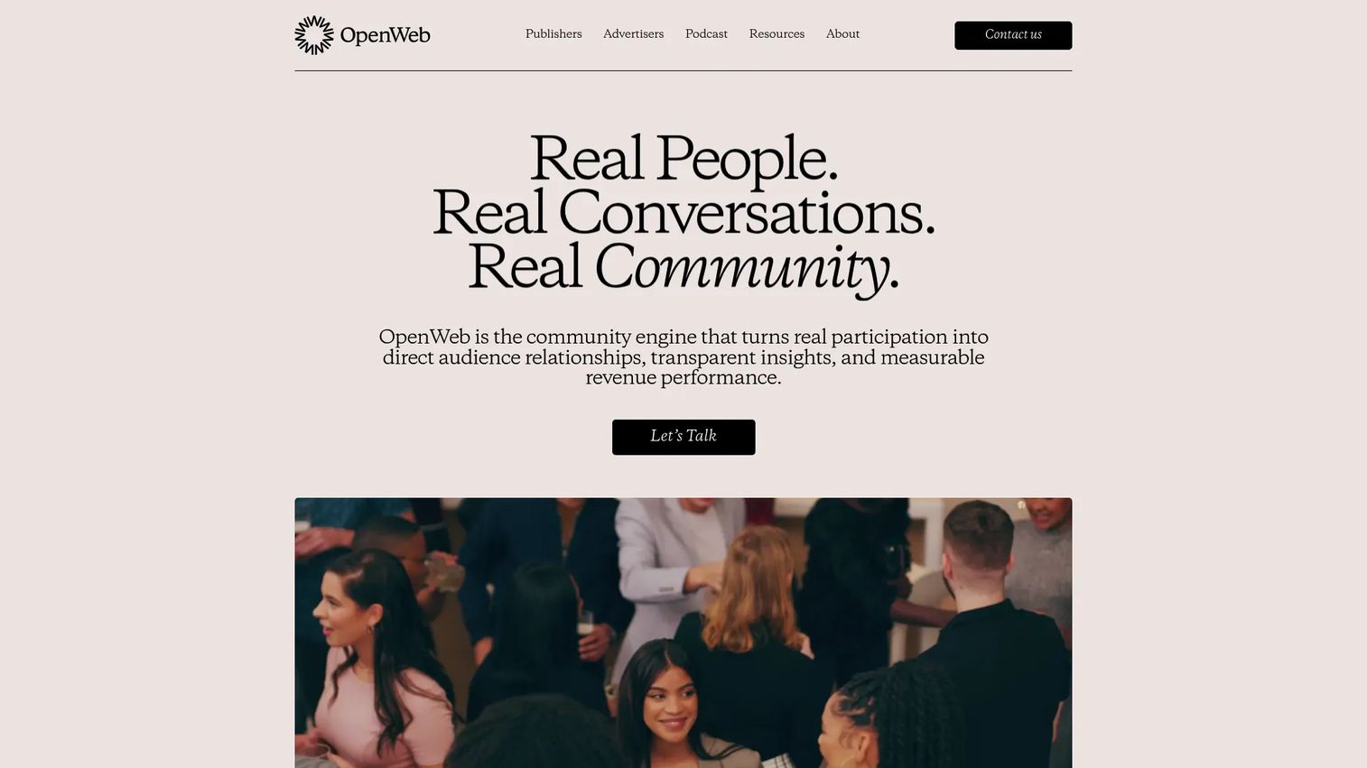 OpenWeb homepage screenshot