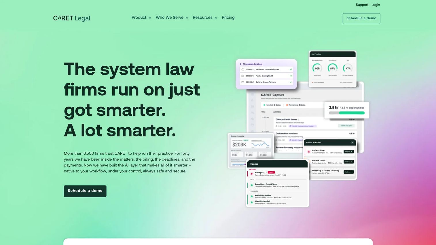 CARET Legal practice management interface