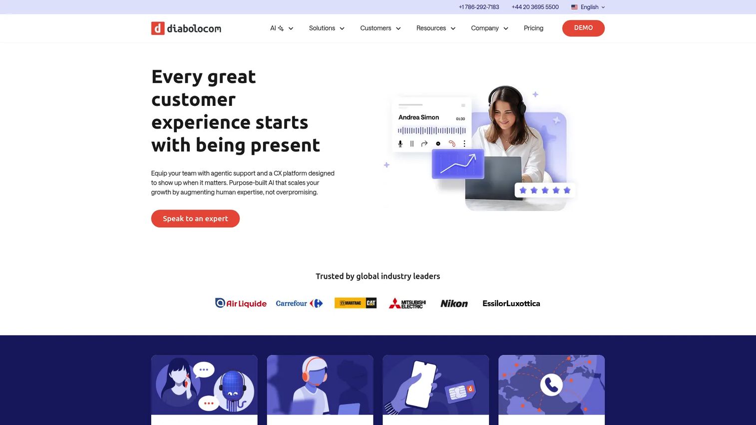 Diabolocom contact center software with payment workflow relevance