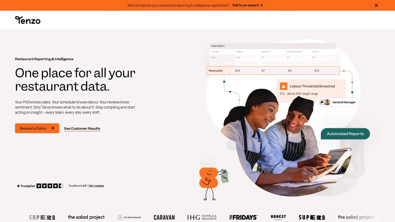 Tenzo homepage screenshot