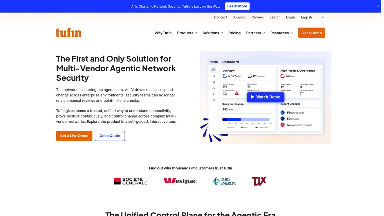 Tufin interface for application connectivity and network security policy orchestration