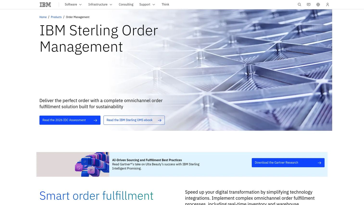 IBM Sterling Order Management homepage screenshot