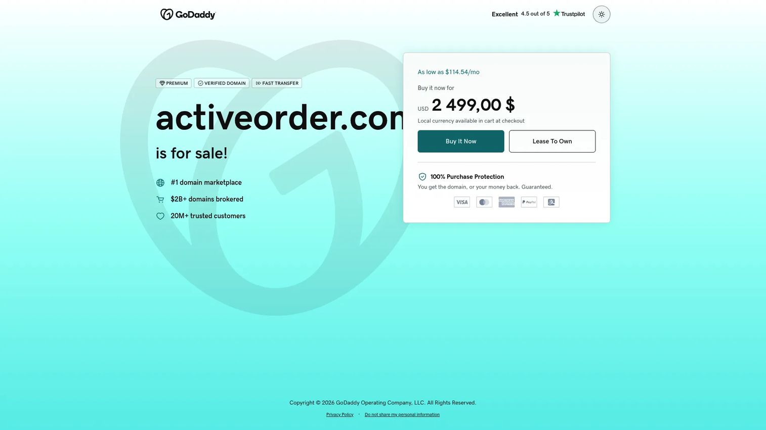 ActiveOrder homepage screenshot