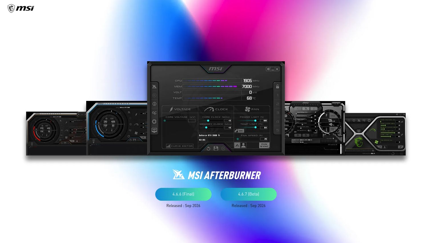 MSI Afterburner showing GPU temperature, clock speed, utilization, and in-game monitoring overlay.