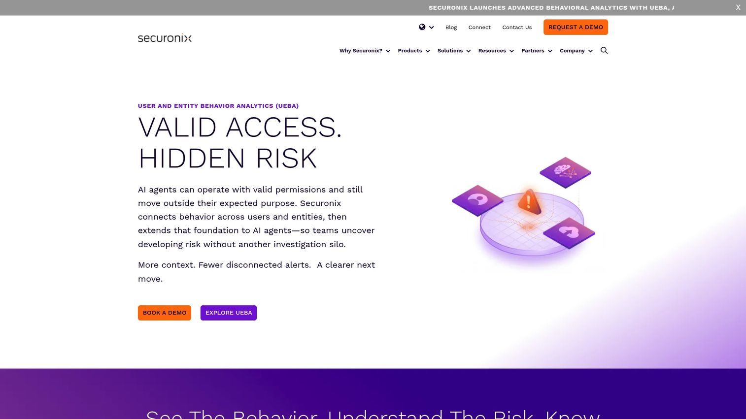 Securonix UEBA behavioral risk analytics dashboard
