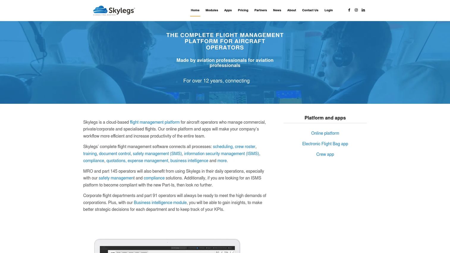Skylegs aviation compliance platform for audits, findings, and corrective actions.