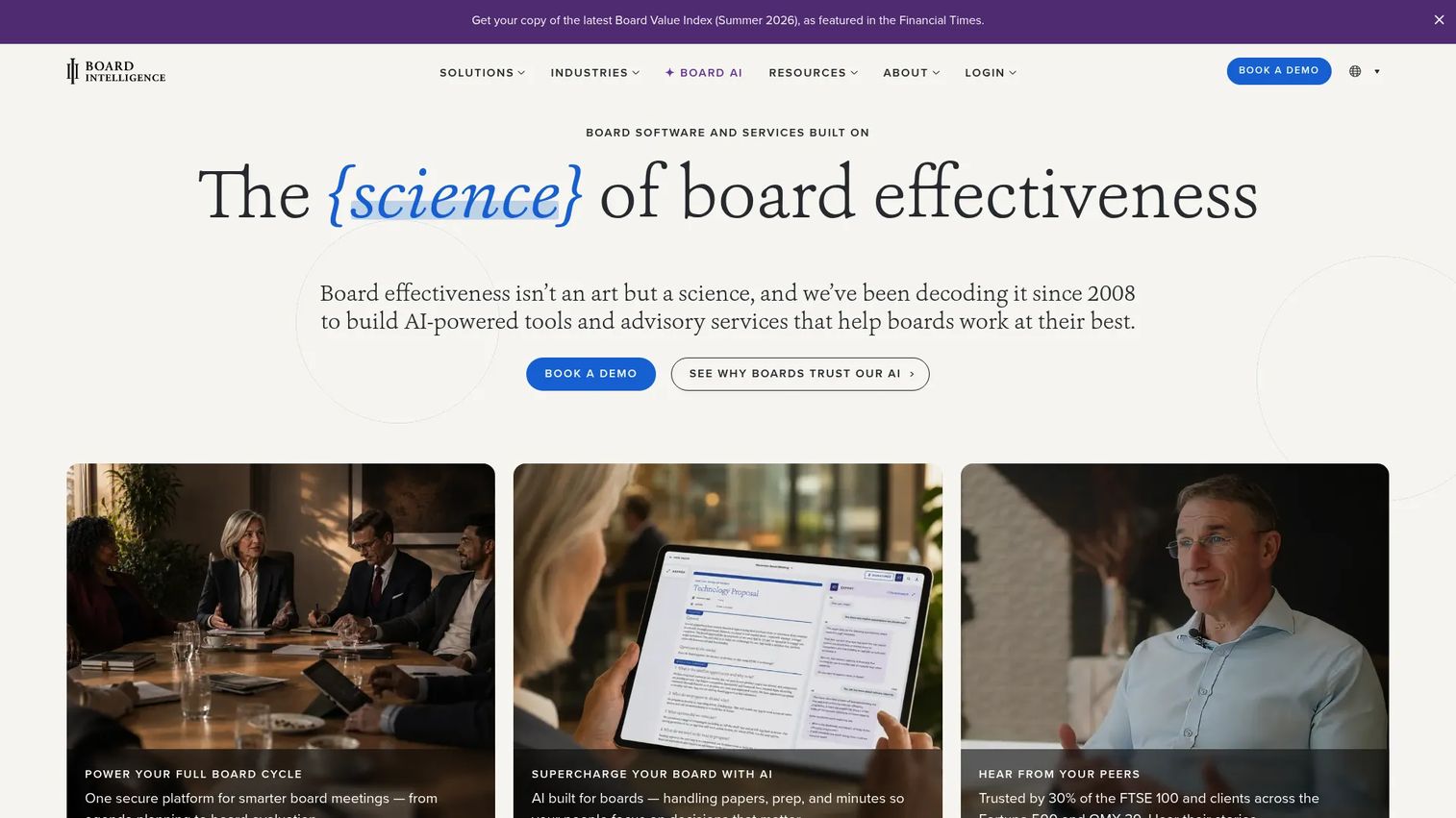 Board Intelligence board reporting software homepage