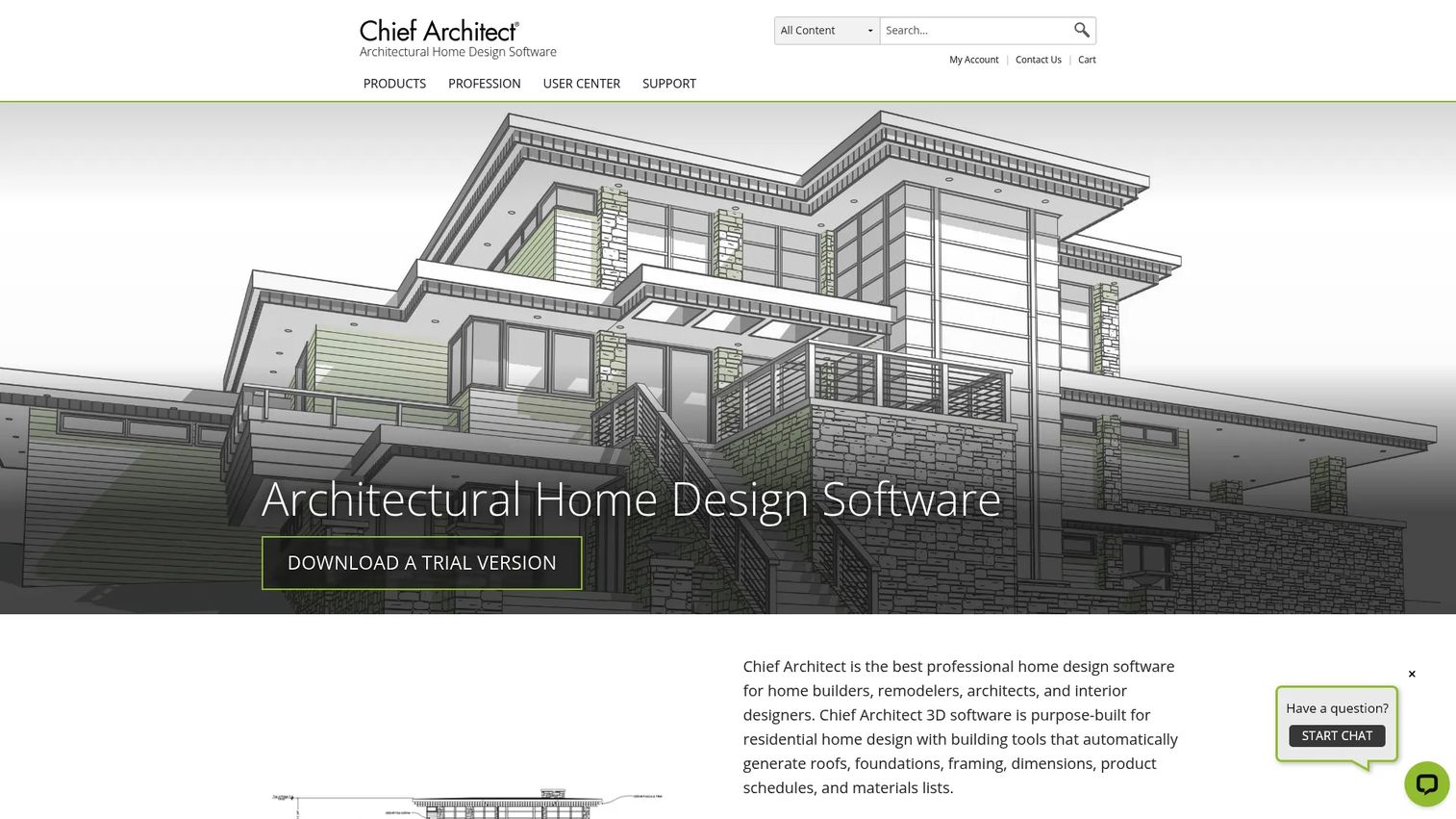 Chief Architect residential design software with 3D interior view